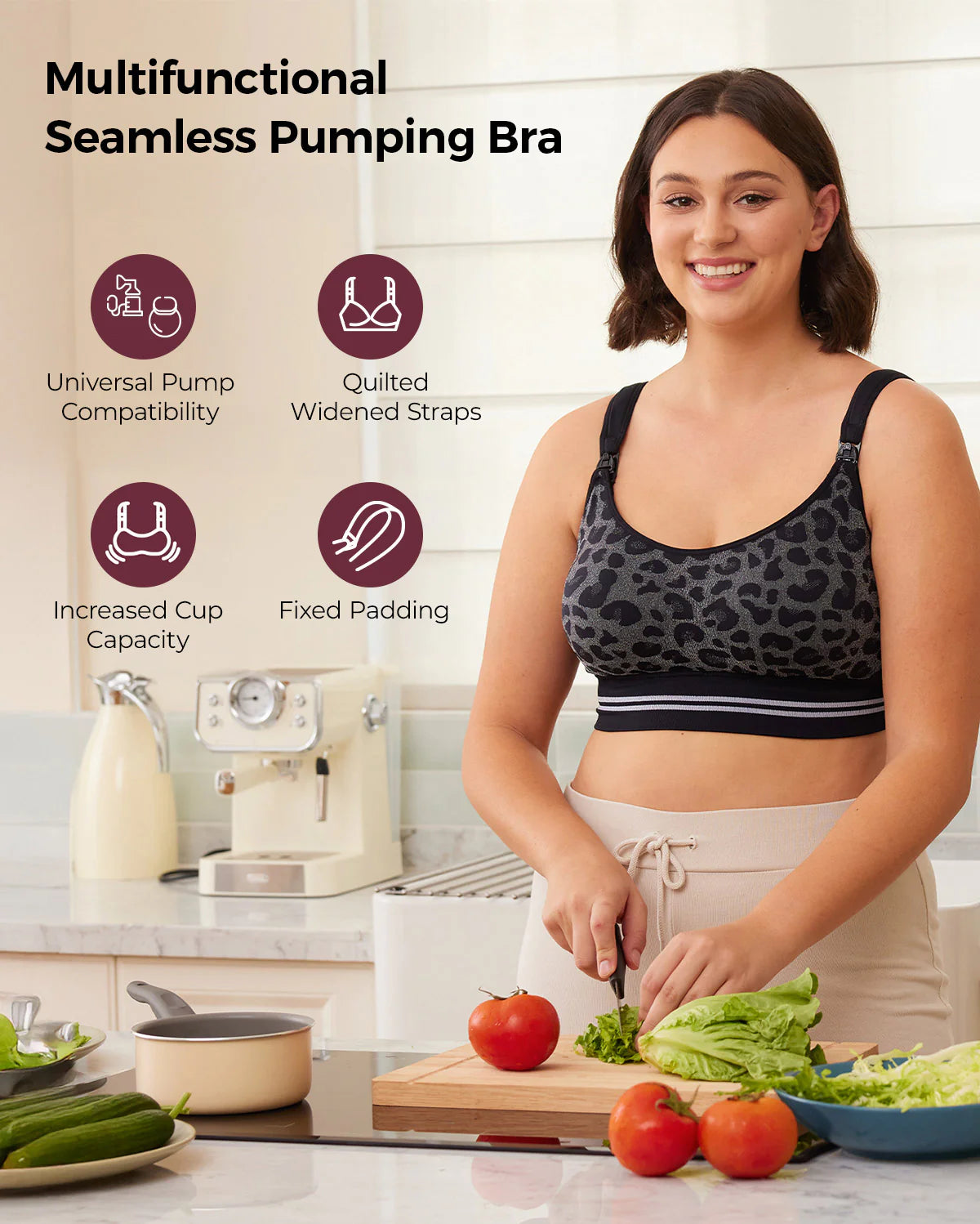 4-in-1 Hands Free Seamless Stretch Fabric Pumping Bra
