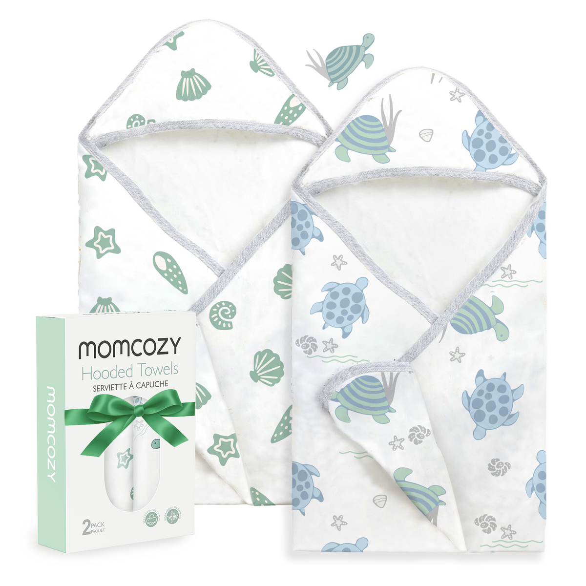 Baby Hooded Towel for Newborn Shower -  2-Pack