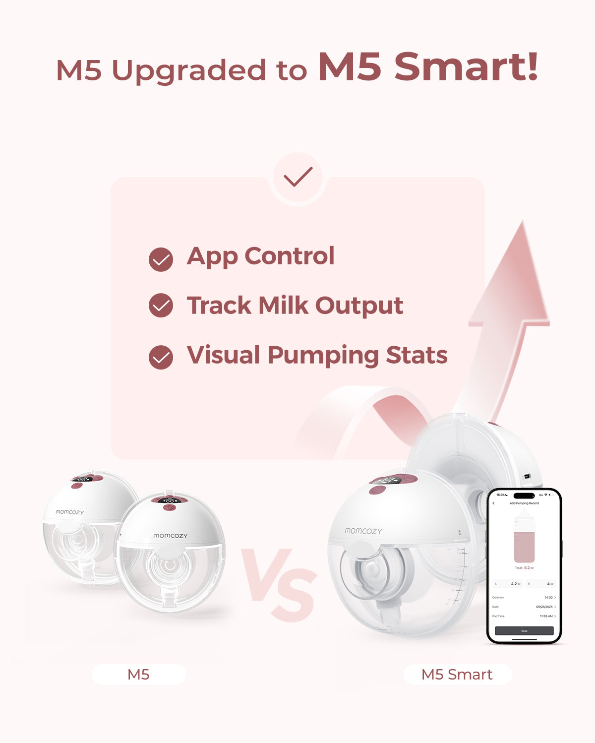 M5 Smart BH Bundle: Zwei M5 Smart kabellose, freihändige Milchpumpe und 4-in-1 Pump-BH (YN12)