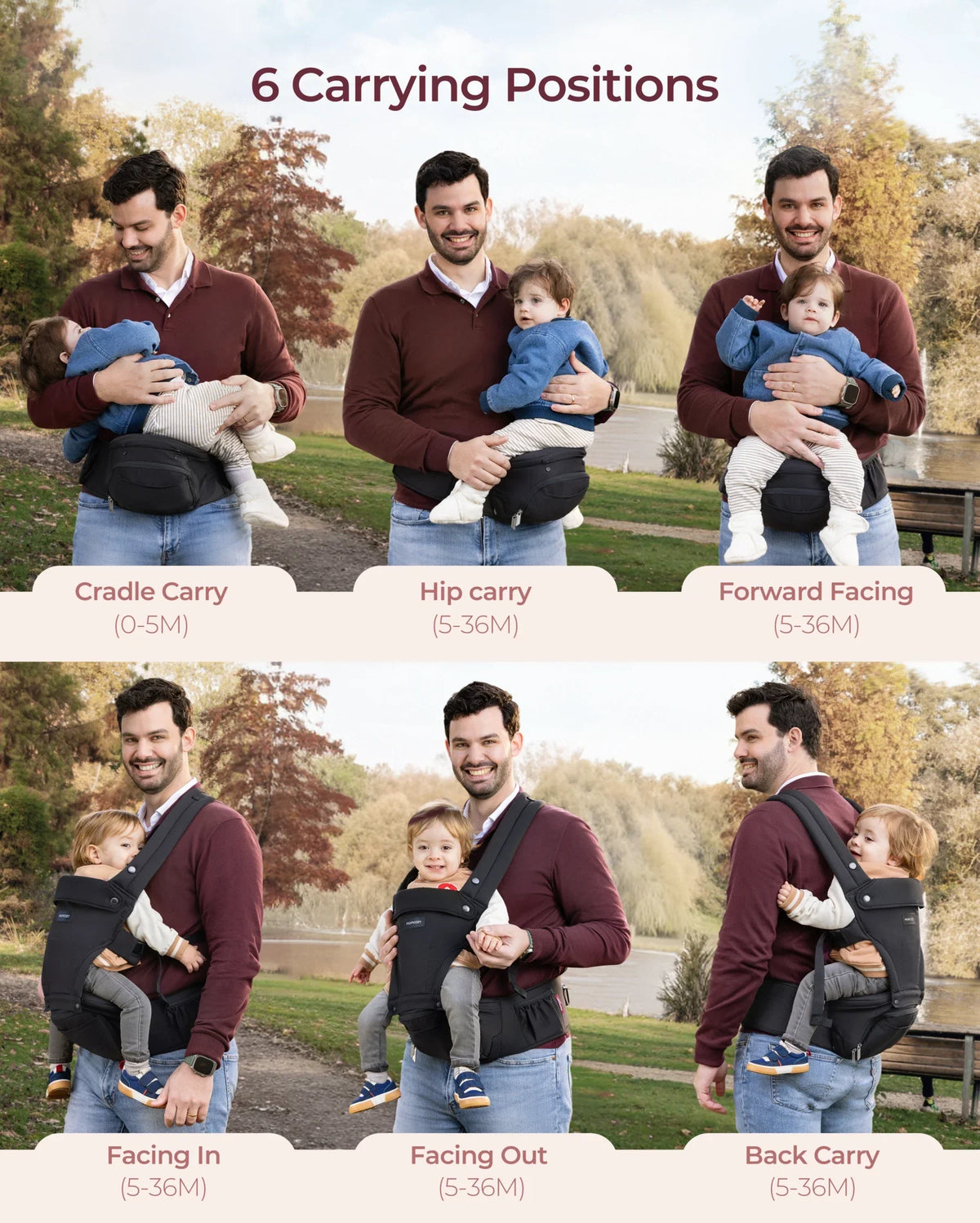 Move2Fit 2-in-1 Ergonomic Hip Seat Baby Carrier