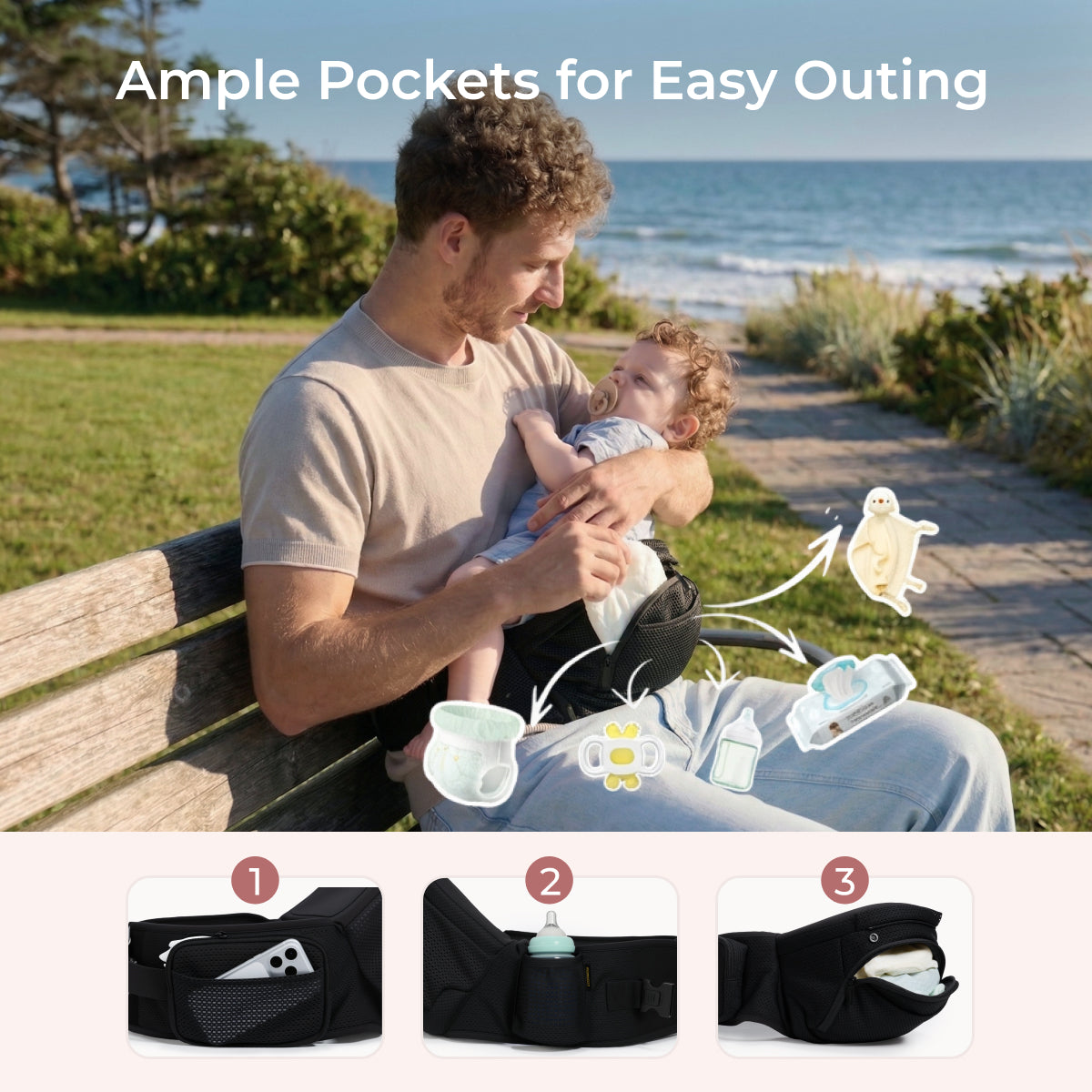 Move2Fit 2-in-1 Ergonomic Hip Seat Baby Carrier