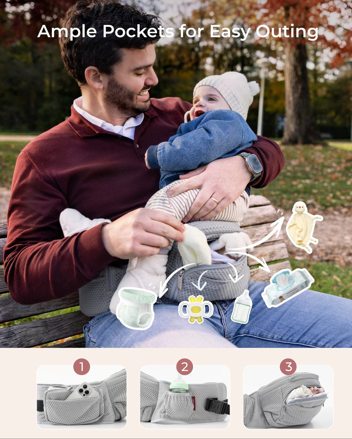 Move2Fit 2-in-1 Ergonomic Hip Seat Baby Carrier