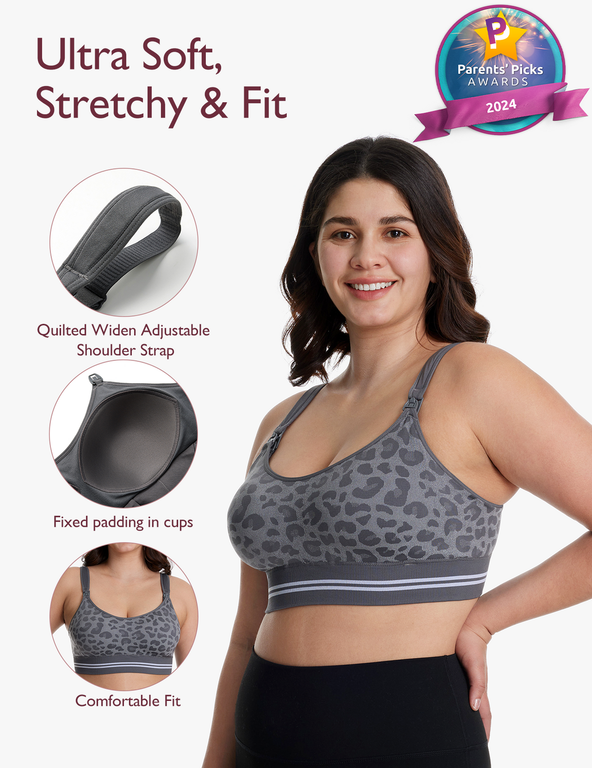 4-in-1 Hands Free Seamless Stretch Fabric Pumping Bra