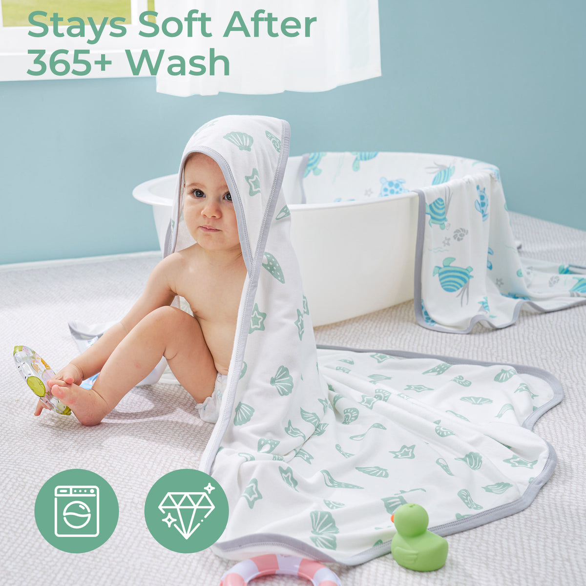 Baby Hooded Towel for Newborn Shower -  2-Pack
