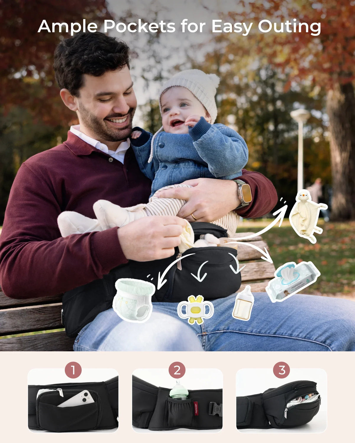 Move2Fit 2-in-1 Ergonomic Hip Seat Baby Carrier