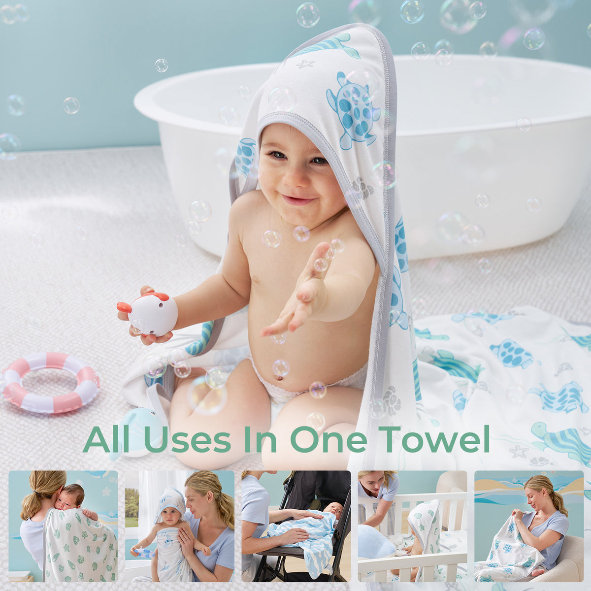 Baby Hooded Towel for Newborn Shower -  2-Pack
