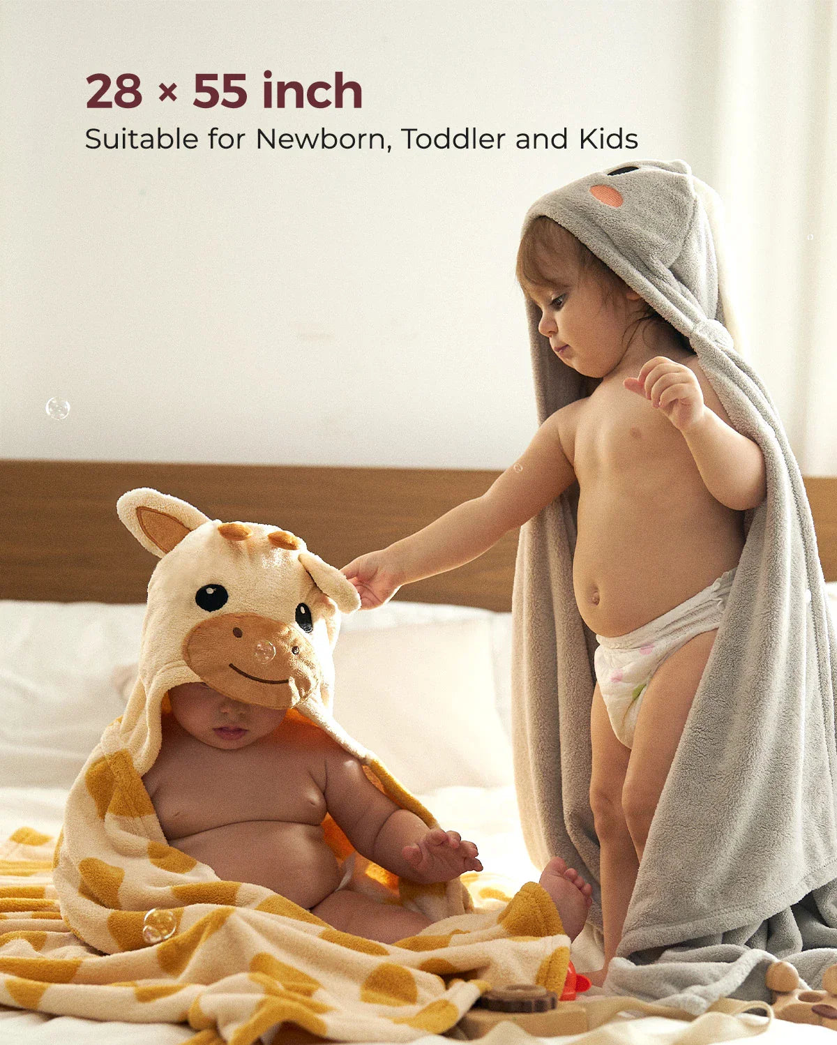 Coral Fleece Hooded Baby Towel for Newborn to Toddler