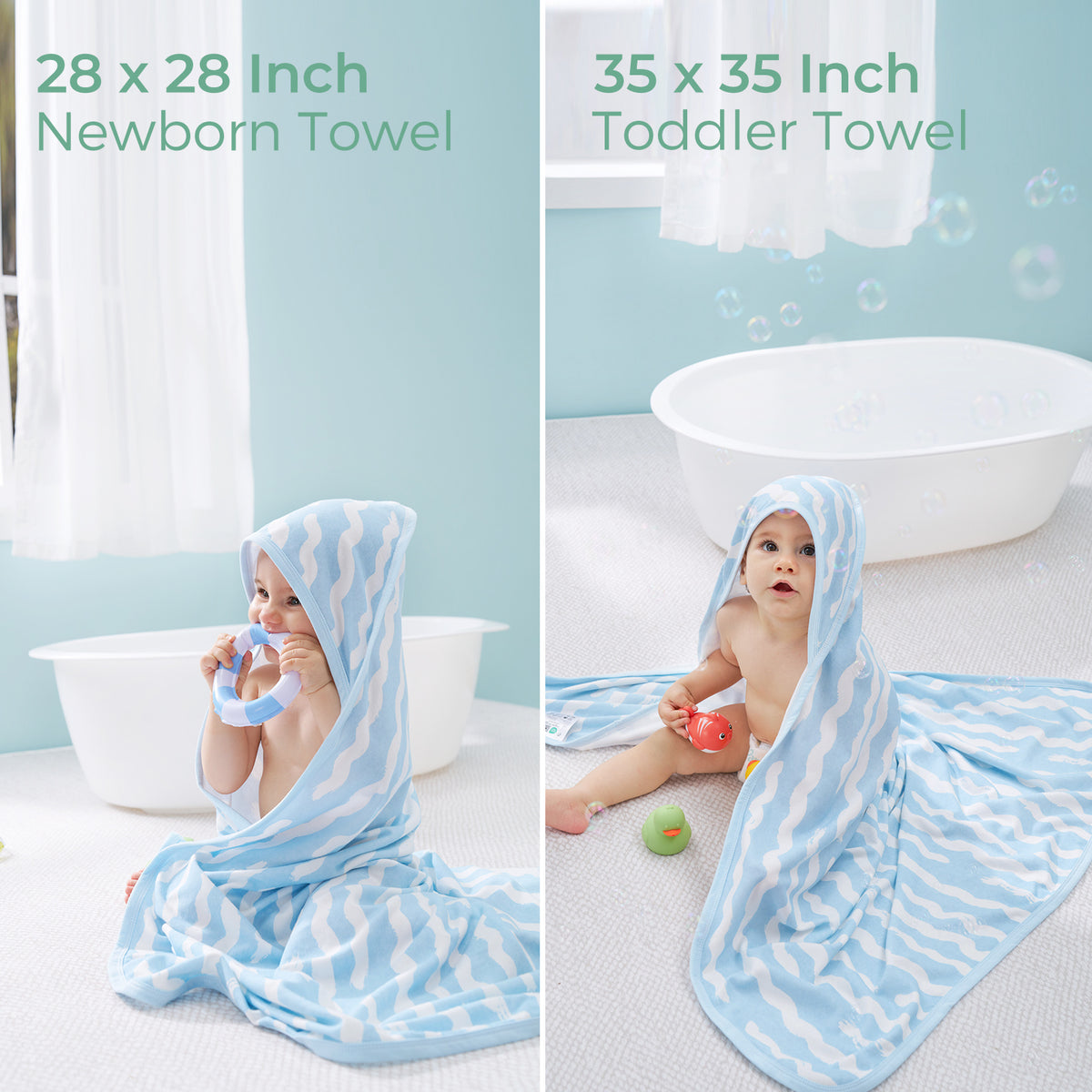 Baby Hooded Towel for Newborn Shower -  2-Pack